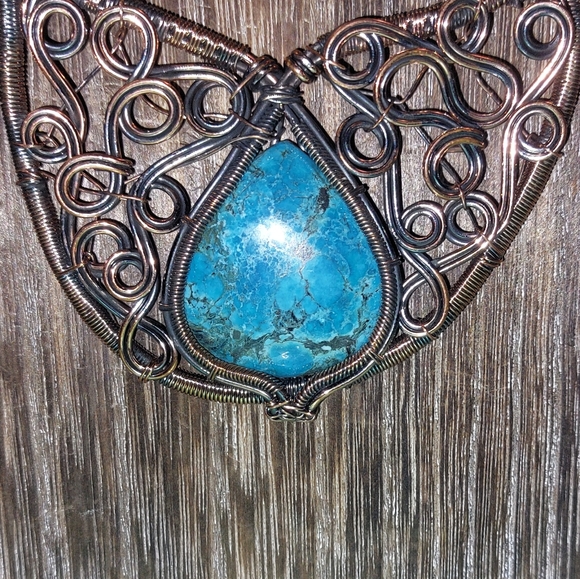 Wire Wrapped Turquoise Necklace - Picture 4 of 5